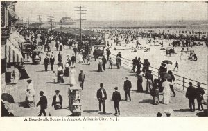 Vintage Postcard 1900's A Boardwalk Scene August Atlantic City New Jersey N. J.