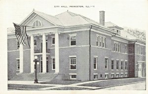 PRINCETON ILLINOIS~CITY HALL~1950s POSTCARD