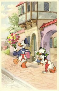 PC DISNEY, DONALD DUCK, HUEY, DEWEY AND LOUIE DUCK, Vintage Postcard (b27852)