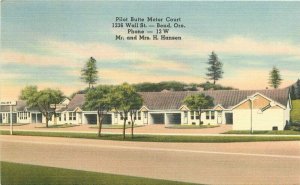 Bend Oregon Pilot Butte Motor Court roadside Postcard Tichnor linen 21-3524