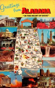 Alabama Greetings From The Heart Of Dixie With Map and Multi View