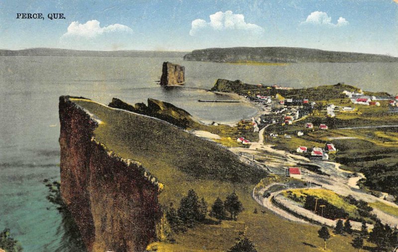 Percé, Québec, Canada Bird's-Eye View ca 1910s Vintage Postcard 