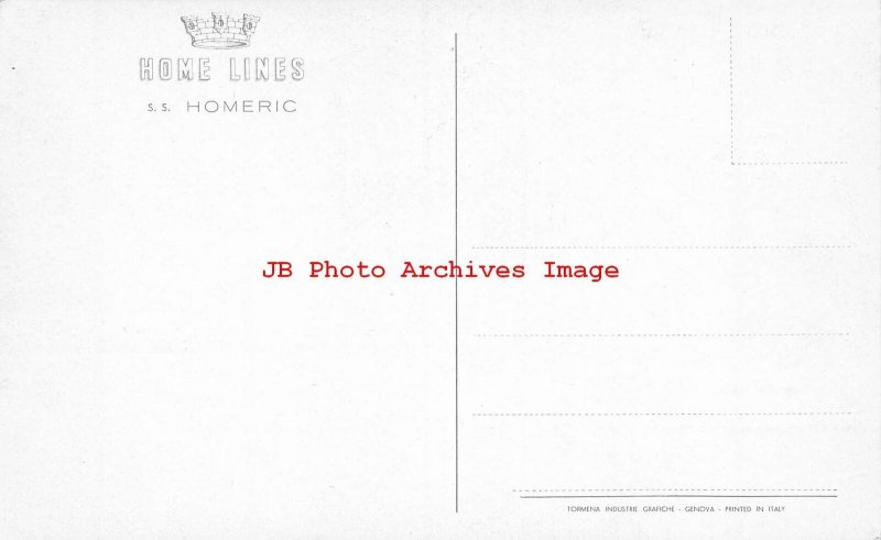Advertising Postcard, Home Lines Steamship Homeric, Steamer, Map