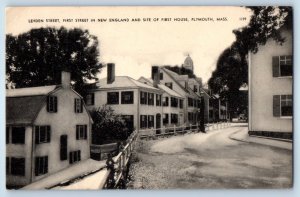 1910 Plymouth Massachusetts Postcard Leyden Street New England Site First House