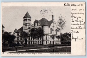 Cedar Rapids Iowa IA Postcard Washington High School Building Exterior View 1905