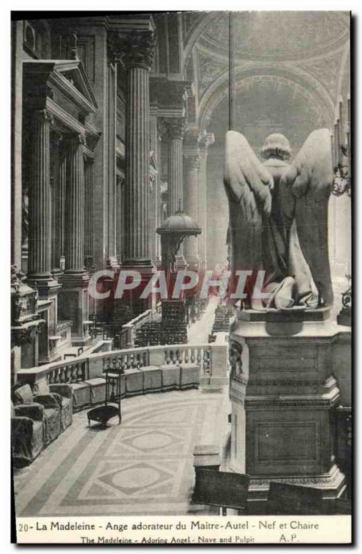 Old Postcard Madeleine Angel Worshiper Altar of Paris