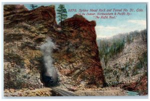c1910 Sphinx Head Rock Tunnel Locomotive Train Colorado Antique Vintage Postcard 