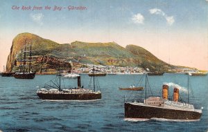Gibraltar The Rock from the Bay Steamboats vintage postcard B933