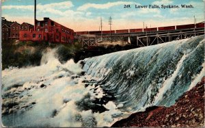 Vtg Spokane Washington WA Lower Falls Waterfall 1910s Postcard