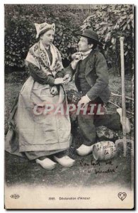 Old Postcard Declaration of Love Auvergne Folklore suit