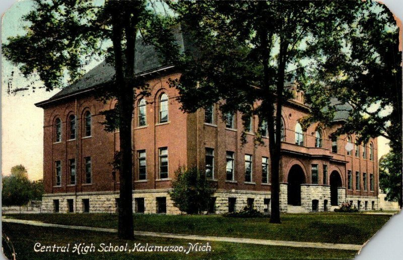 VTG Postcard Central High School 1909 Kalamazoo Michigan Battle Creek  171