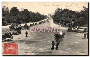 Postcard Old Paris L & # 39Avenue the Bois de Boulogne Arc de Triomphe