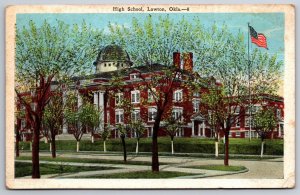 High School Building Lawton Oklahoma OK 1929 WB  Postcard K12