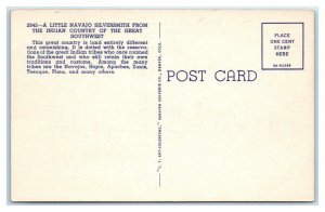 SOUTHWEST US ~ Cute Little NAVAJO SILVERSMITH c1940s Native American  Postcard