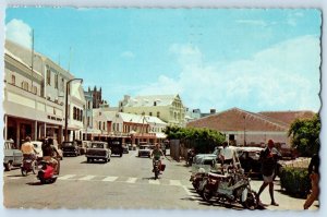 East Hamilton Bermuda Postcard Scene at Front Street 1969 Vintage Posted
