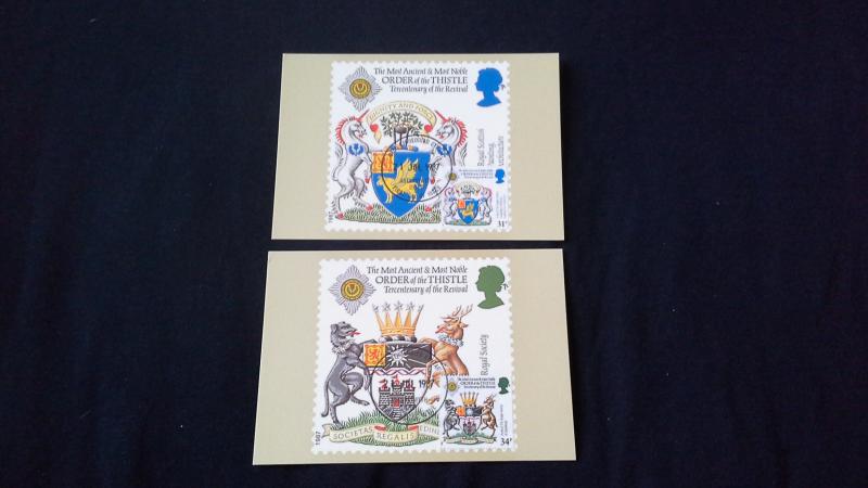 Post Office PHQ Stamp Cards Order Of The Thistle Tercentenary Of The Revival