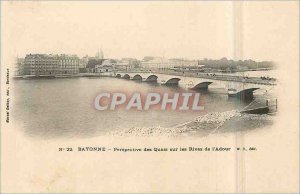 Postcard Old Bayonne docks Perspective on Rives Adour (map 1900)