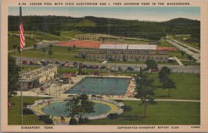 Postcard Legion Pool + Civil Auditorium + Fred Johnson Park Kingsport TN