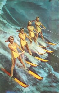 Postcard Florida Beautiful Ladies Skiing in the sun Teich FK13 23-8075