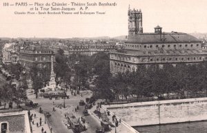 Paris Place Due Chatelet Theatre Sarah Bernhard Old Postcard