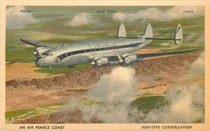 Postcard 1940s Air France Airline Aircraft Advertising Comet Baumann 23-3123 