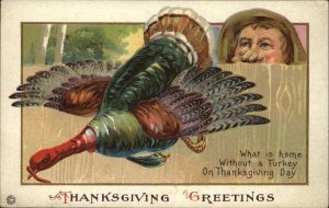 Thanksgiving Stecher 72D Hunter Hunting Boy Stalking Turkey c1910 Postcard