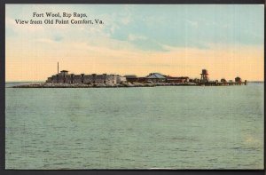 Virginia Fort Wool, Rip Raps, View from Old Point Comfort - DB