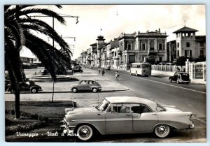 RPPC VIAREGGIO, ITALY ~ Street VIALI A MARE 1950s Chevy Bel Air 4x6 Postcard