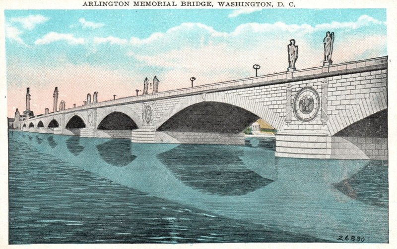 Vintage Postcard 1920's Arlington Memorial Bridge Washington D.C. Structure