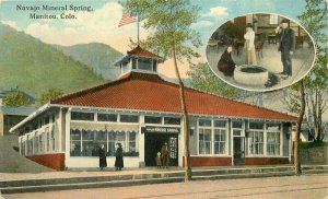 C-1910 Navajo Mineral Springs Manitou Colorado Flag Postcard Hyde Paper 20-616