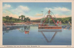 Postcard Swimming Pool and Recreation Field Montpelier VT Vermont