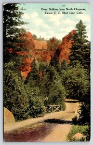 State View~Colorado~Point Sublime From North Cheyenne Canon~PM 1916~Postcard