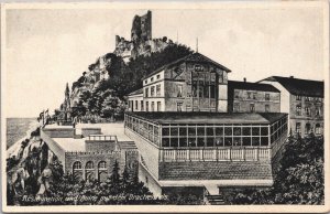 Germany Restauration Und Ruine Aufg Dem Drachenfels Vintage Postcard 09.48
