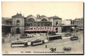 Old Postcard General view Tramway Paris Montparnasse station