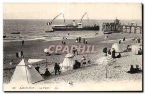 Old Postcard Arcachon Beach