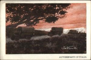 WWI Era Italian Covered Trucks Jeeps Autoreparti D'Italia - VIANELLO Postcard