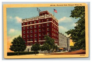 Vintage 1953 Advertising Postcard Warwick Hotel Newport News Virginia