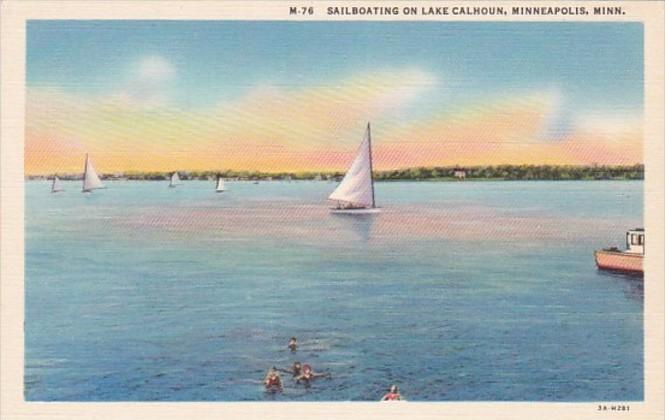 Minnesota Minneapolis Sailboating On Lake Calhoun