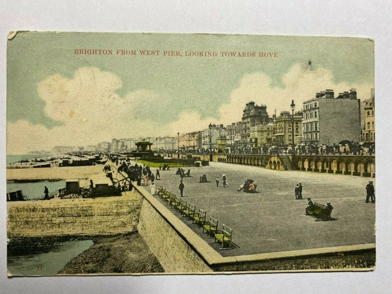 POSTED 1905 VINTAGE POSTCARD - BRIGHTON FROM WEST PIER  (KK682) 