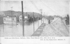 E89/ Bellaire Belmont Ohio Postcard 1907 Flood Disaster Noble 38th   12