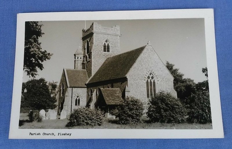 Vintage Real Photo Postcard Parish Church Pleshey Essex B1B