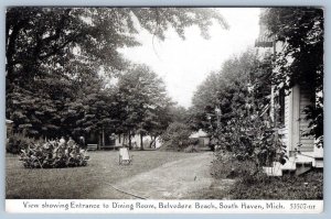 1910-20's BELVEDERE BEACH ENTRANCE TO DINING ROOM SOUTH HAVEN MICHIGAN POSTCARD