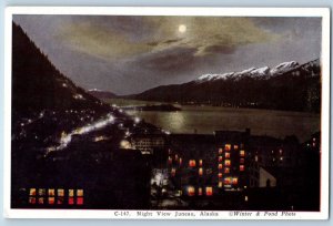 Juneau Alaska AK Postcard Moonlight On Waters Of Gastineau Channel Scene c1940's