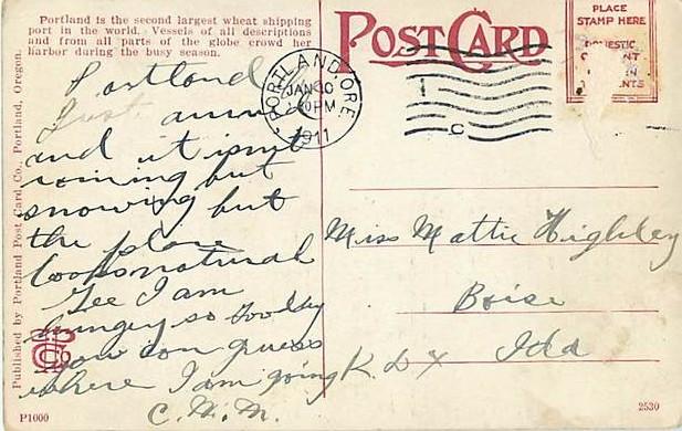 Lower Harbor, Portland, Oregon, OR ,1911 Divided Back