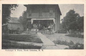 WOLFANGER & PIERCE NORTH COHOCTON NEW YORK HORSE CARRIAGES FLAGS POSTCARD 1912