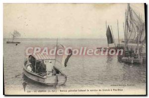 Postcard Old Croisic L Inf boat tanker making Croisic Pen Bron service