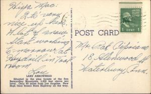 Lake Arrowhead CA Large Letter Linen Postcard