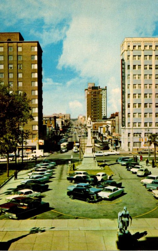 South Carolina Columbia Looking Down Main Street From Capitol Steps