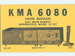 Pre-1980 RADIO CARD - CB HAM OR QSL Springfield Massachusetts MA AH2492