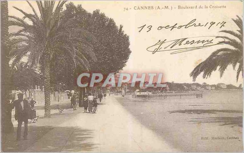 Old Postcard Cannes (A M) Boulevard de la Croisette